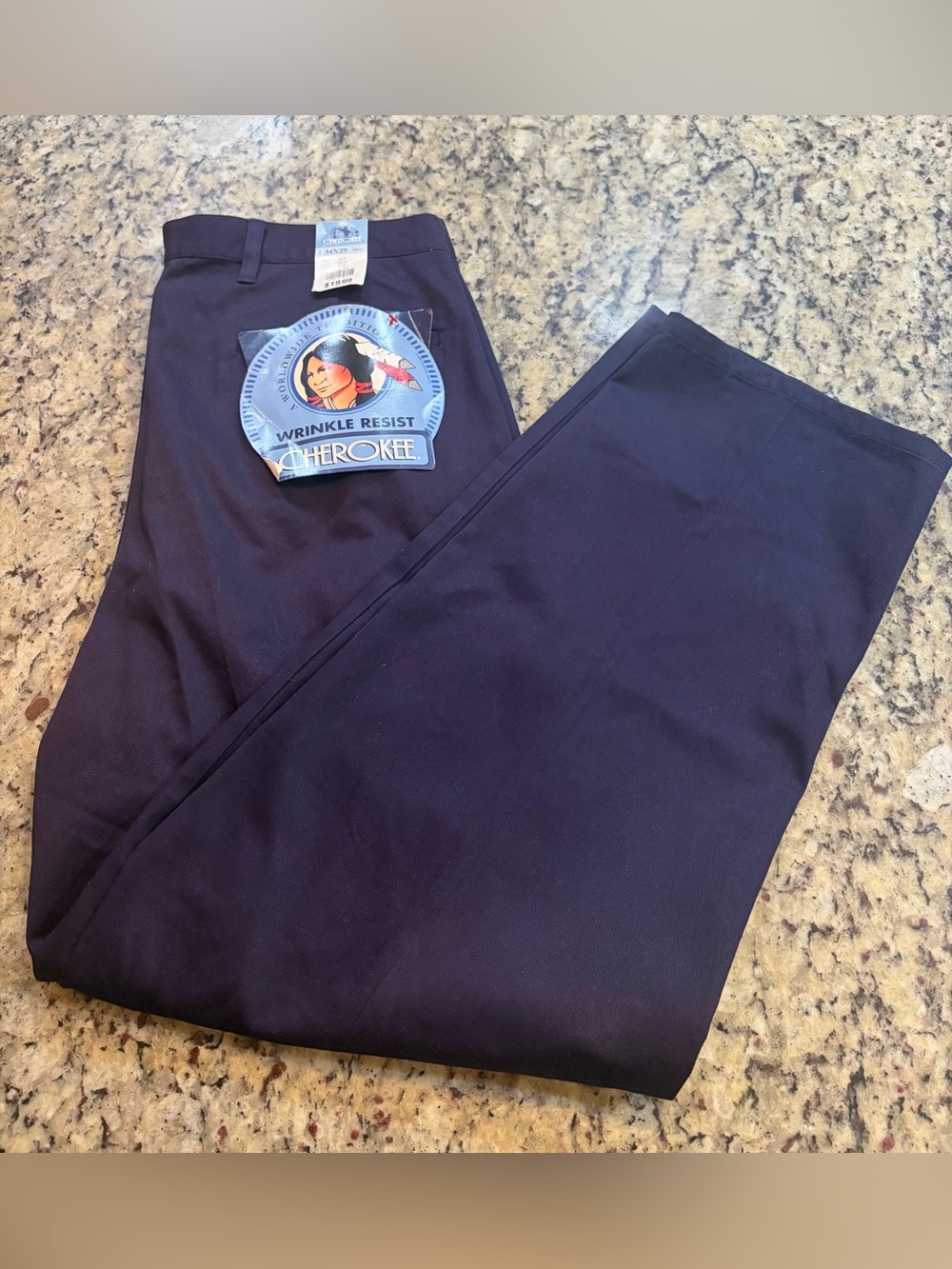90s Vintage Cherokee Men’s Navy Wrinkle-Resist Dress Pleated Pants